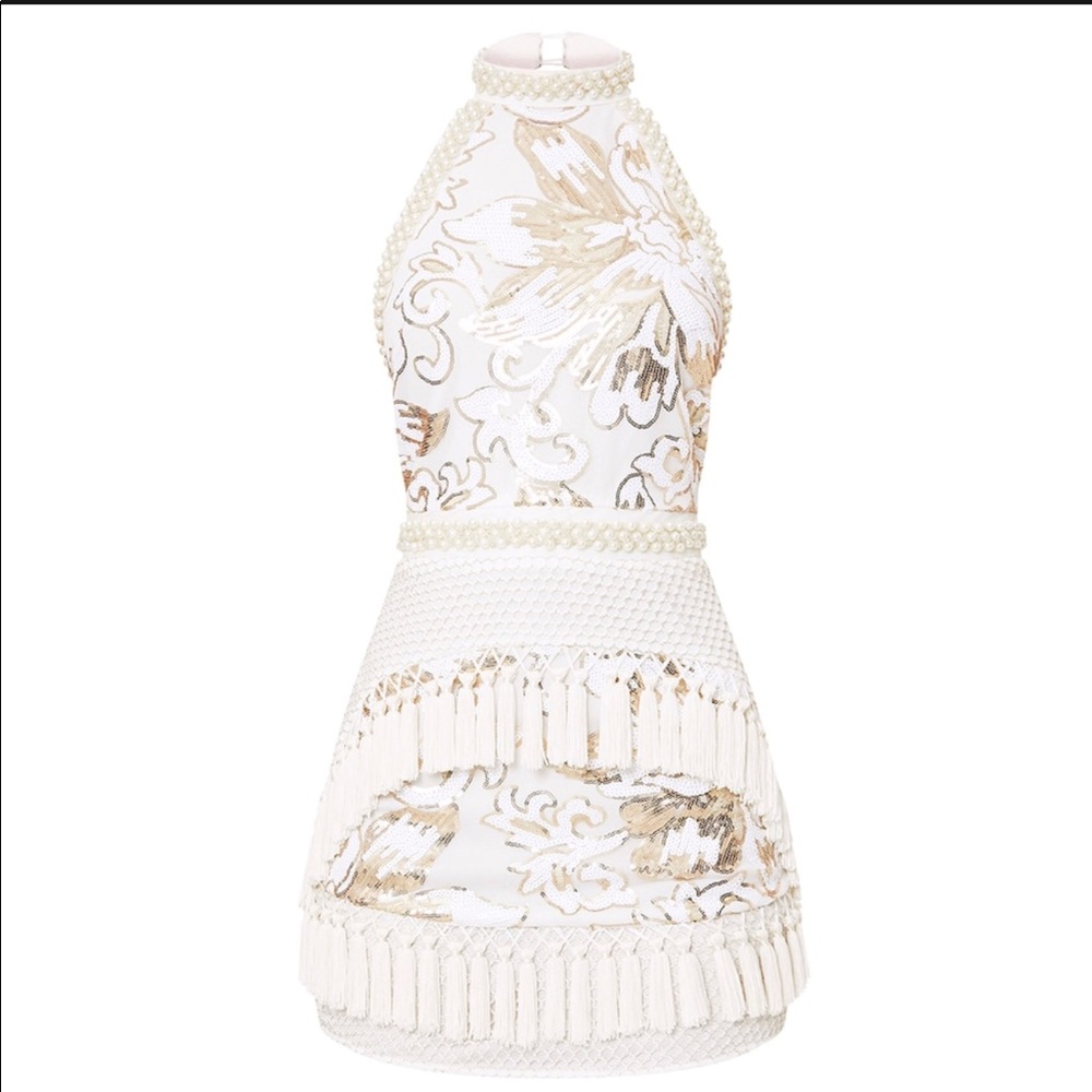 NWT - PRETTY LITTLE THING Halterneck Tassel Dress